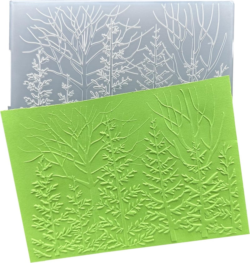 Arbuya 3D Christmas Woodland Plastic Embossing Folders for Card Making 3 d Pine Trees Embossing Folder for Gift Tag Paper Crafting Home Decoration 5"x7" - Image 2